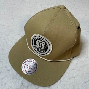 Mitchell Ness Brooklyn Nets‎ Snapback Hat Tan Adjustable Fit NBA Basketball